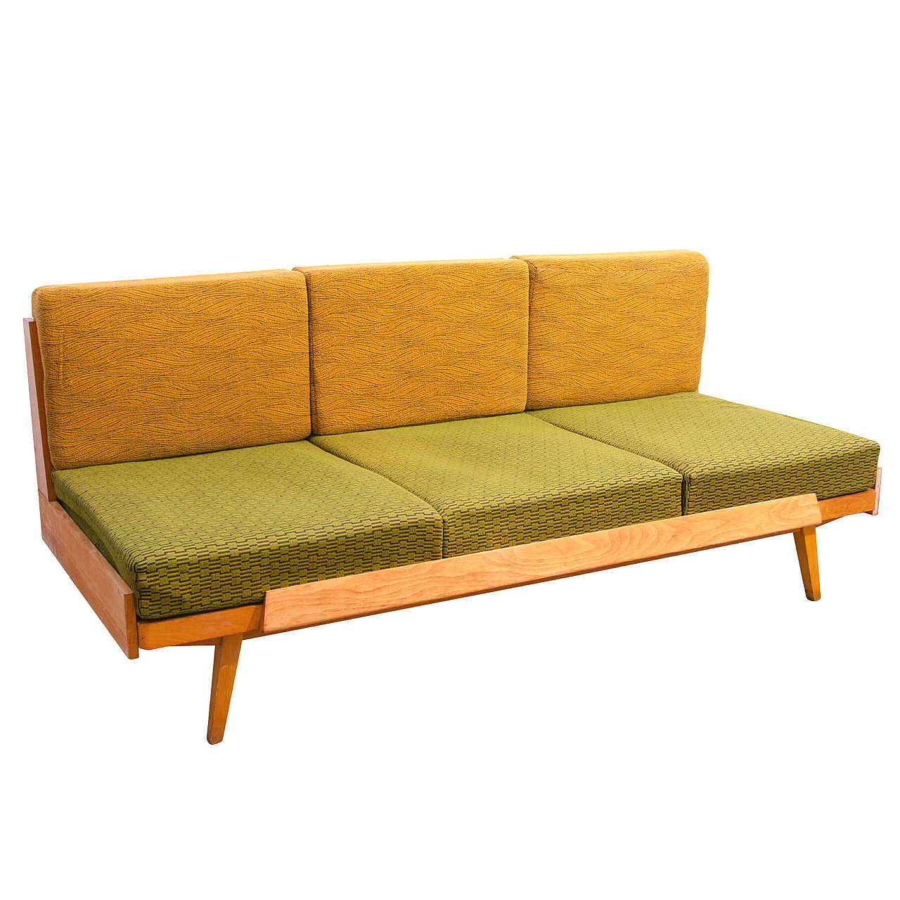 Drevotvar beech folding sofa bed, 1970s 1