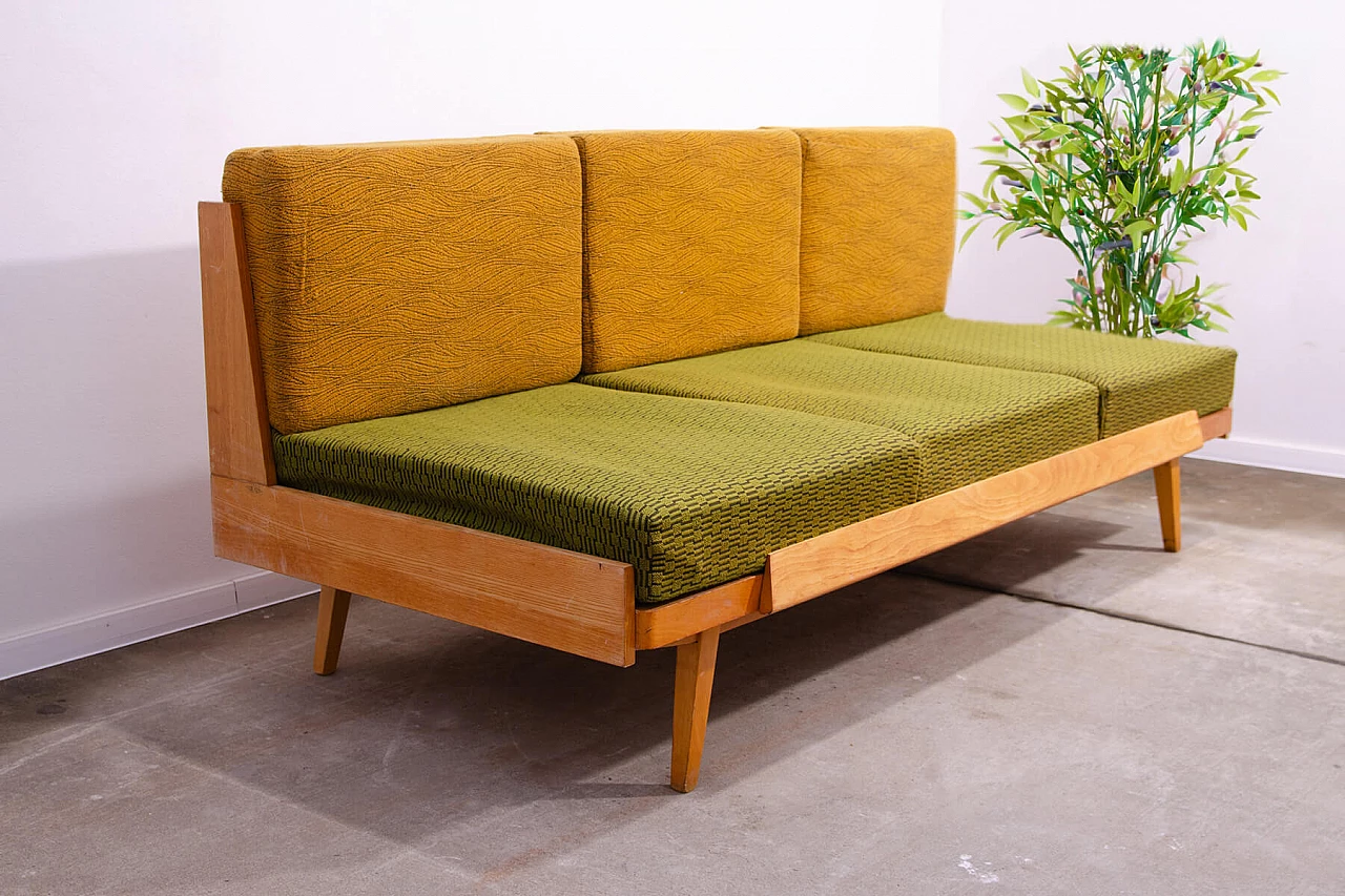 Drevotvar beech folding sofa bed, 1970s 3