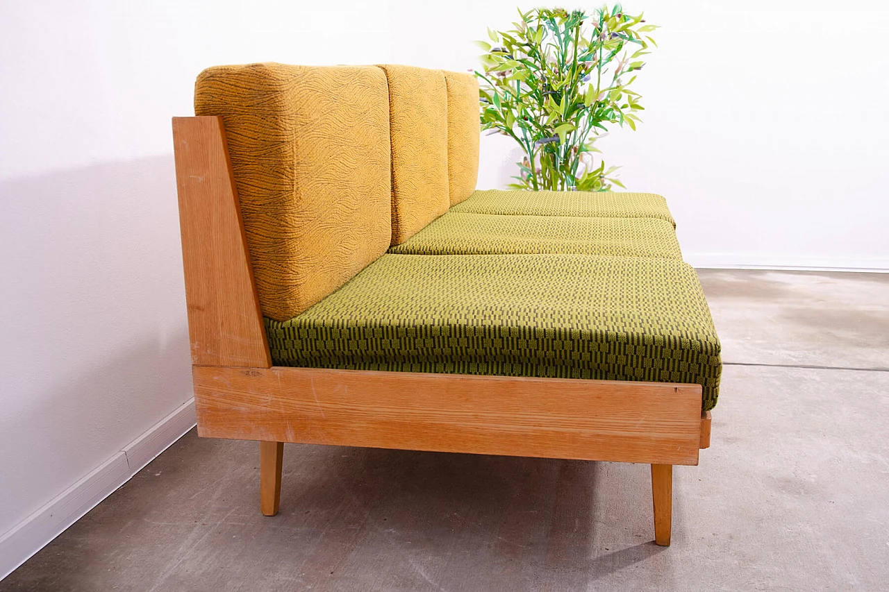 Drevotvar beech folding sofa bed, 1970s 4