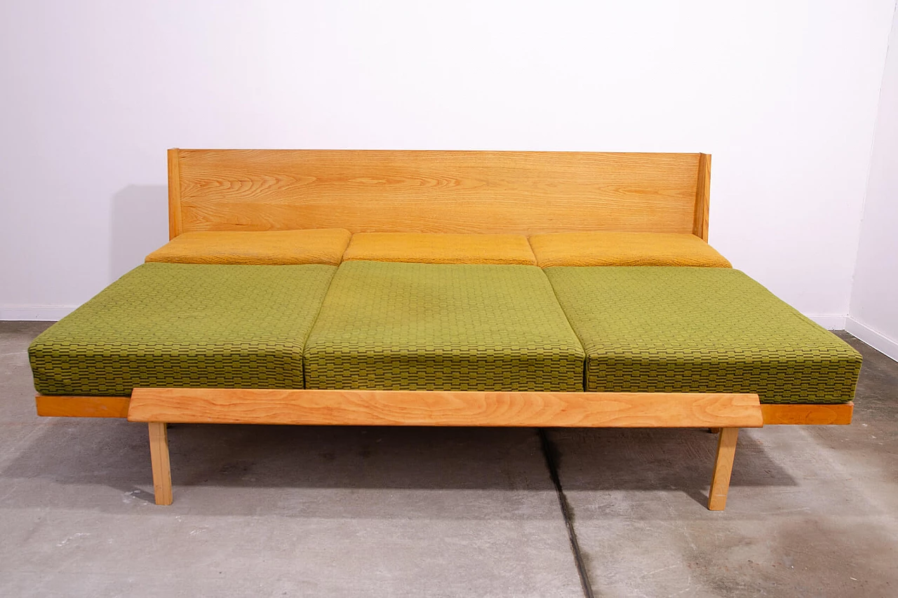 Drevotvar beech folding sofa bed, 1970s 9