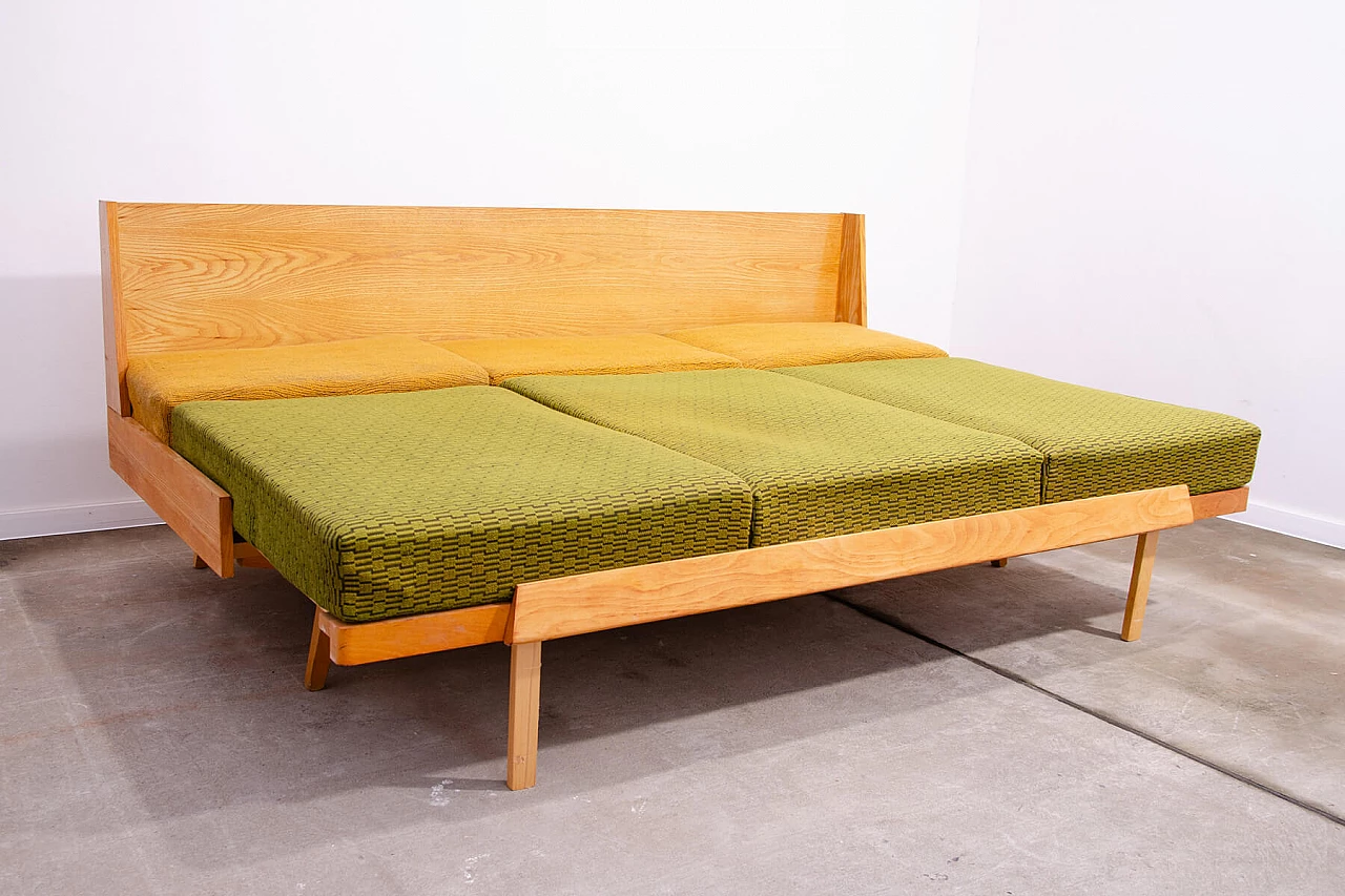 Drevotvar beech folding sofa bed, 1970s 10