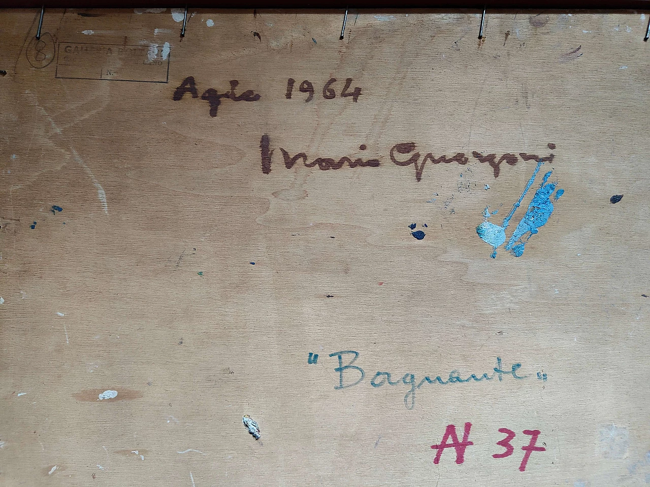 Bagnante di Mario Guerzoni, dipinto su legno, anni '60 4