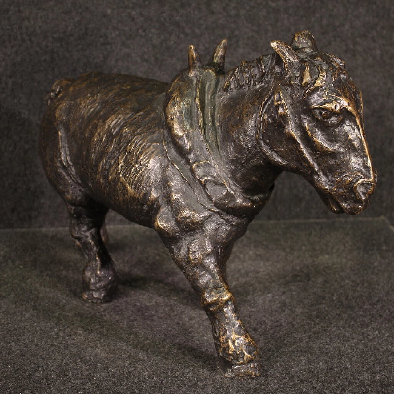 Asinello, scultura in bronzo patinato, anni '60 2