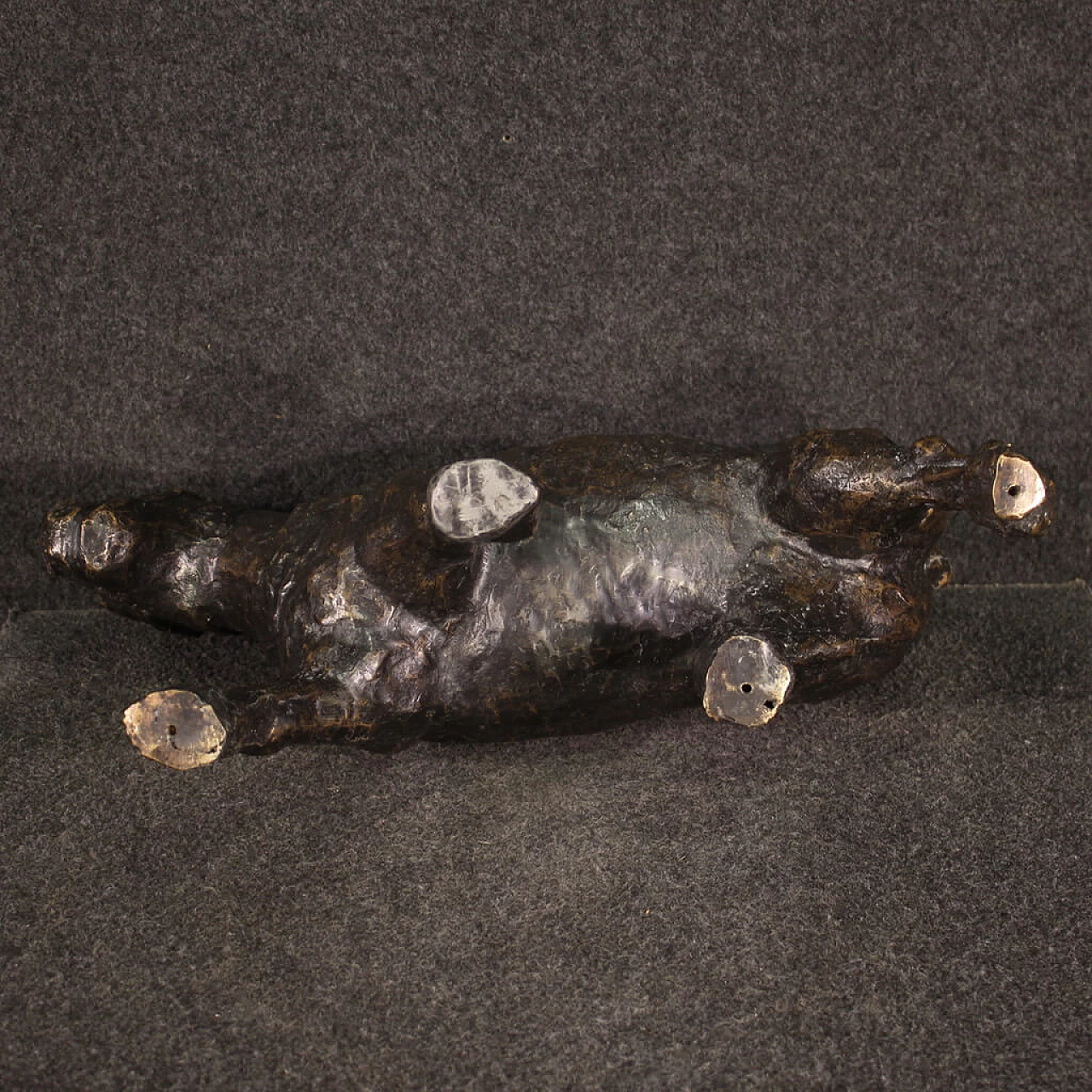 Asinello, scultura in bronzo patinato, anni '60 11