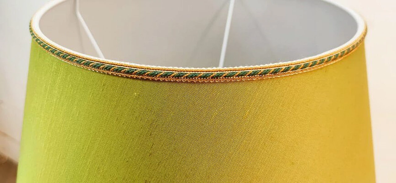 Lampada da tavolo in ceramica dorata con paralume verde, anni '70 8
