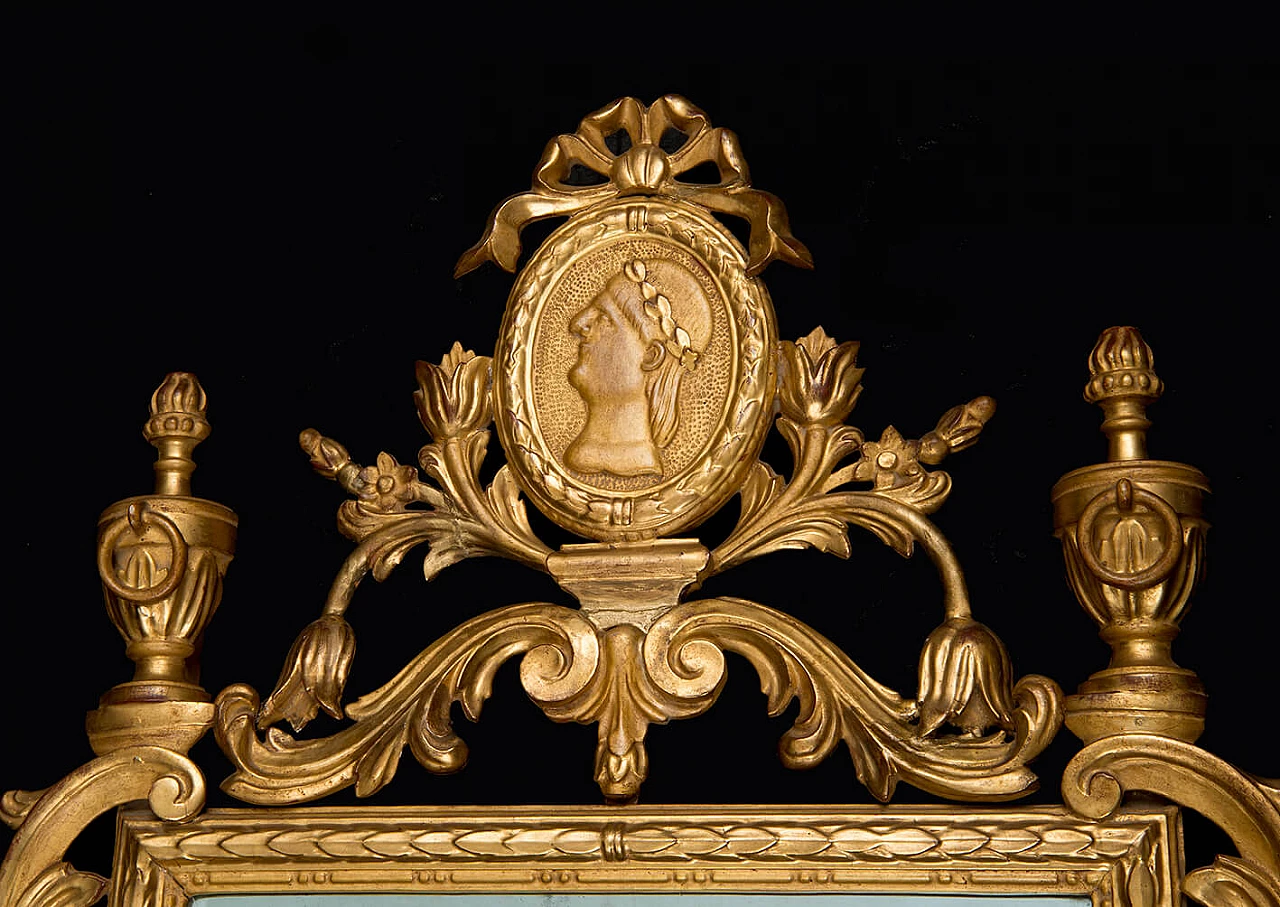 Specchiera stile Luigi XV in legno dorato e intagliato, primo '900 2