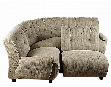 Gray modular corner sofa with four seats in fabric, 1970s