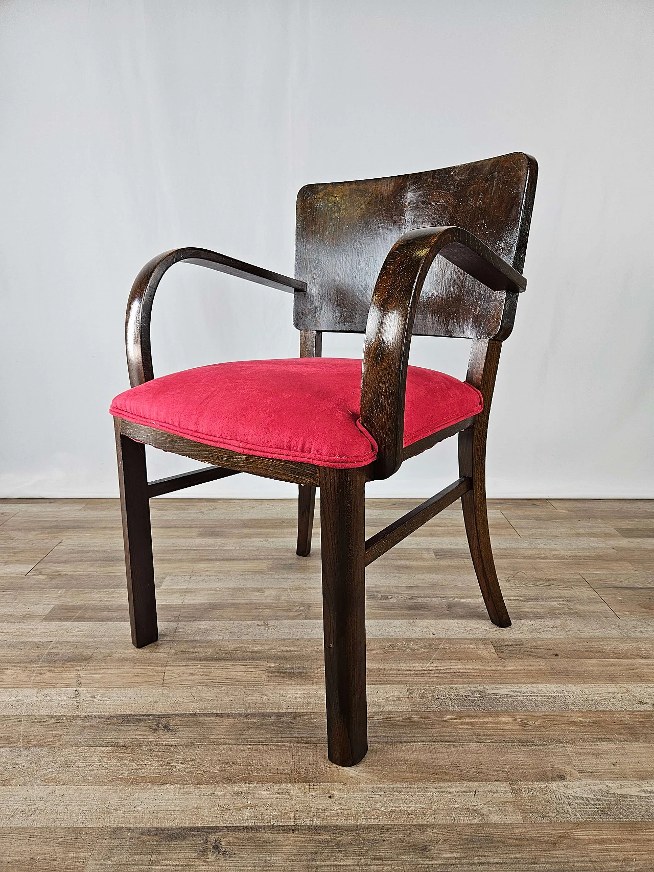 Armchair in briarwood and fabric, 1940s 2