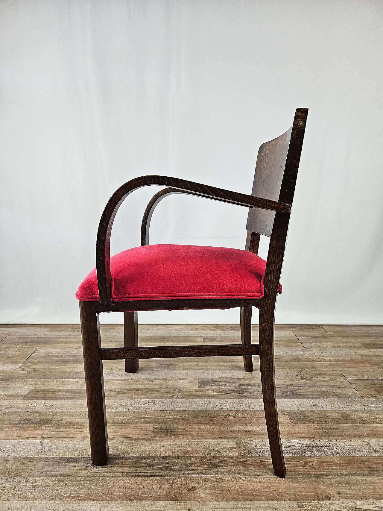 Armchair in briarwood and fabric, 1940s 3