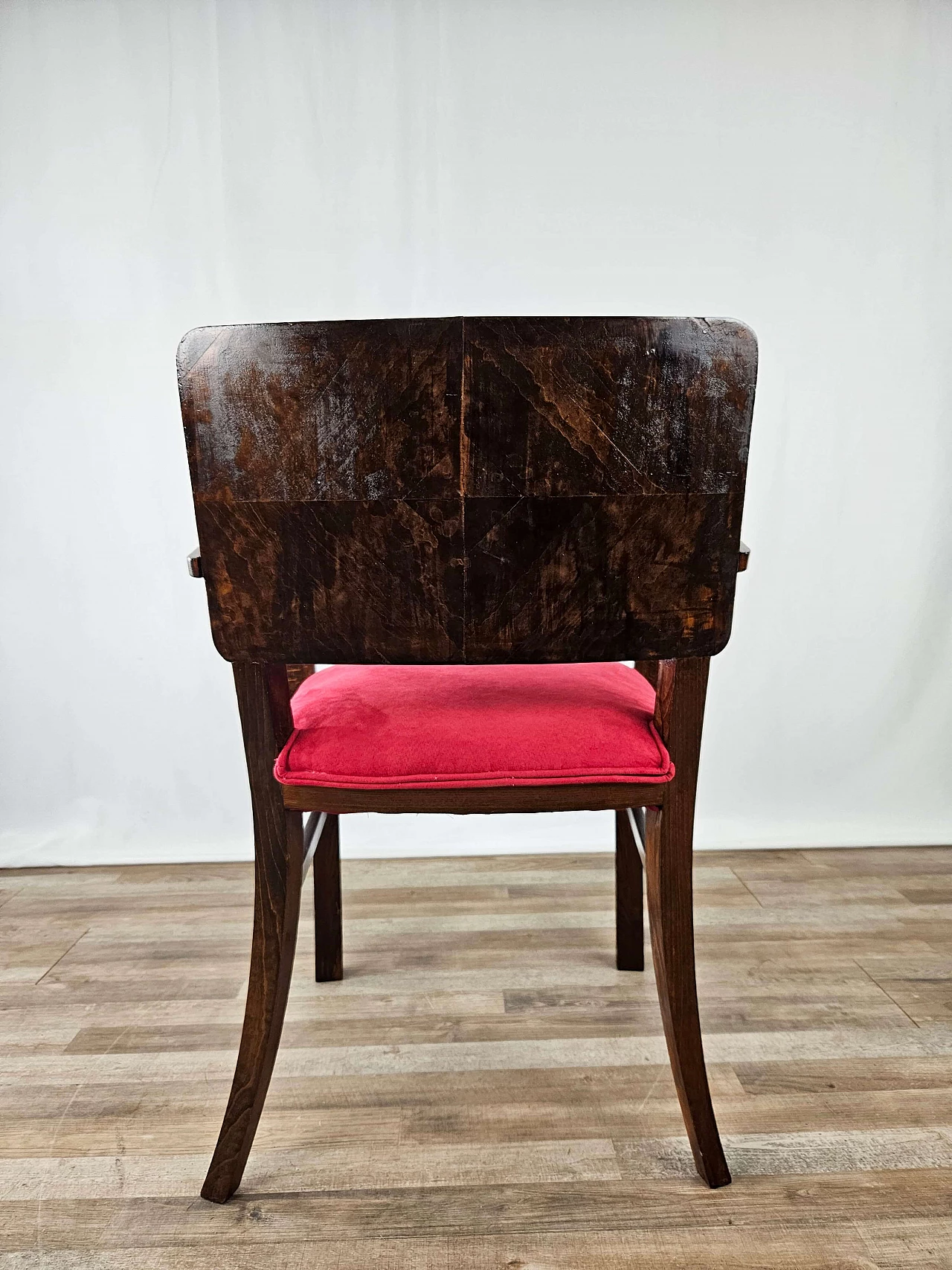 Armchair in briarwood and fabric, 1940s 4