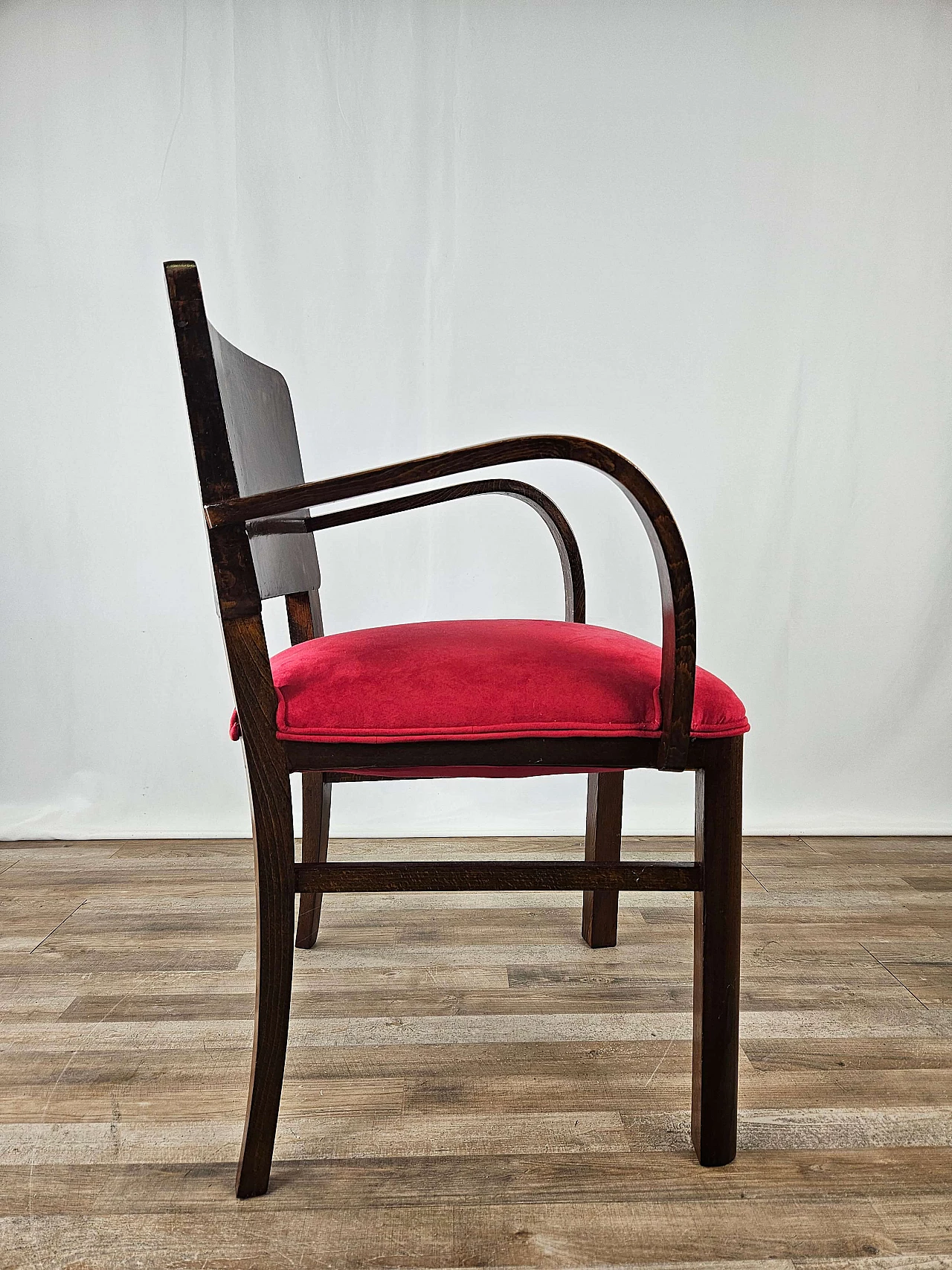 Armchair in briarwood and fabric, 1940s 5