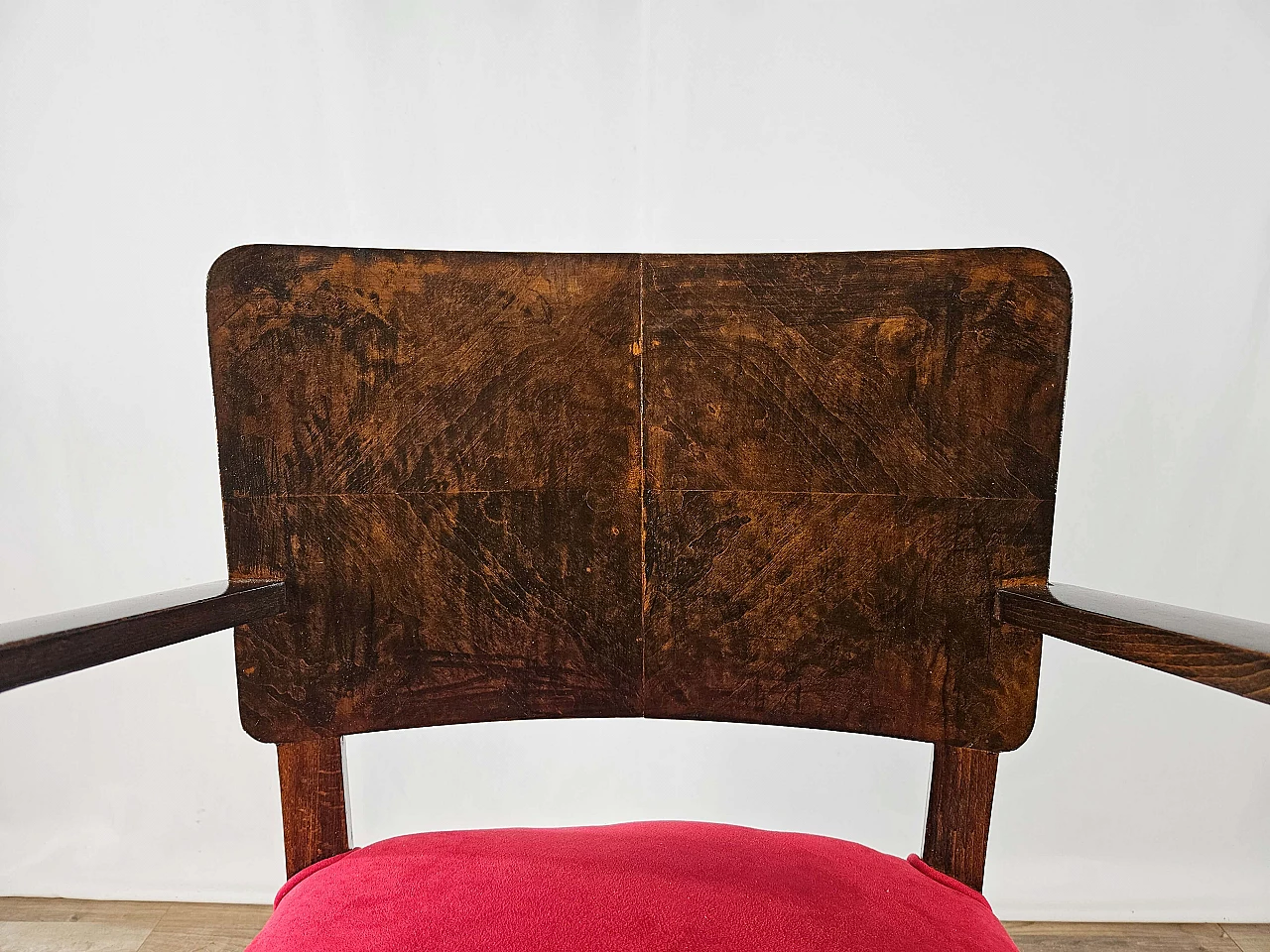 Armchair in briarwood and fabric, 1940s 6