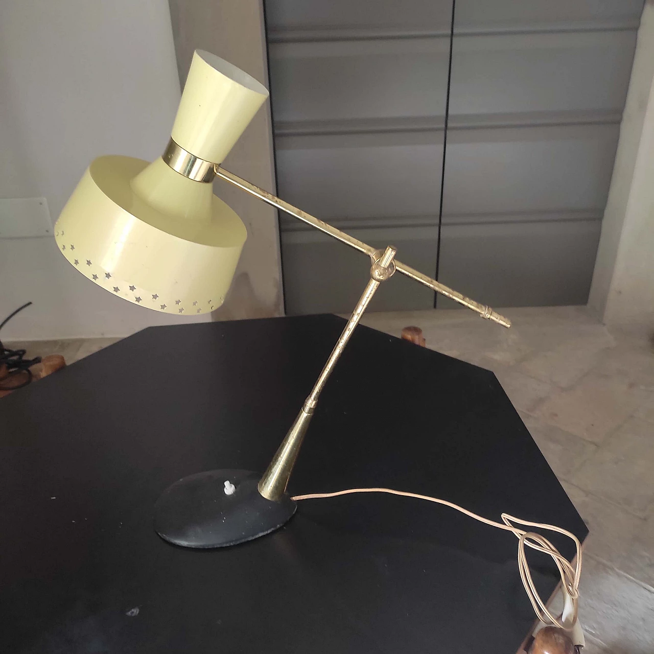 Lampada da tavolo in metallo di Angelo Lelli per Arredoluce, anni '50 1