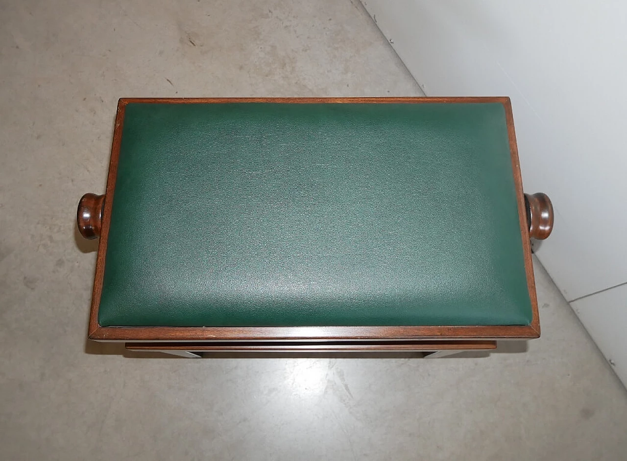 Sgabello da pianoforte in faggio tinto noce ed ecopelle, anni '90 2