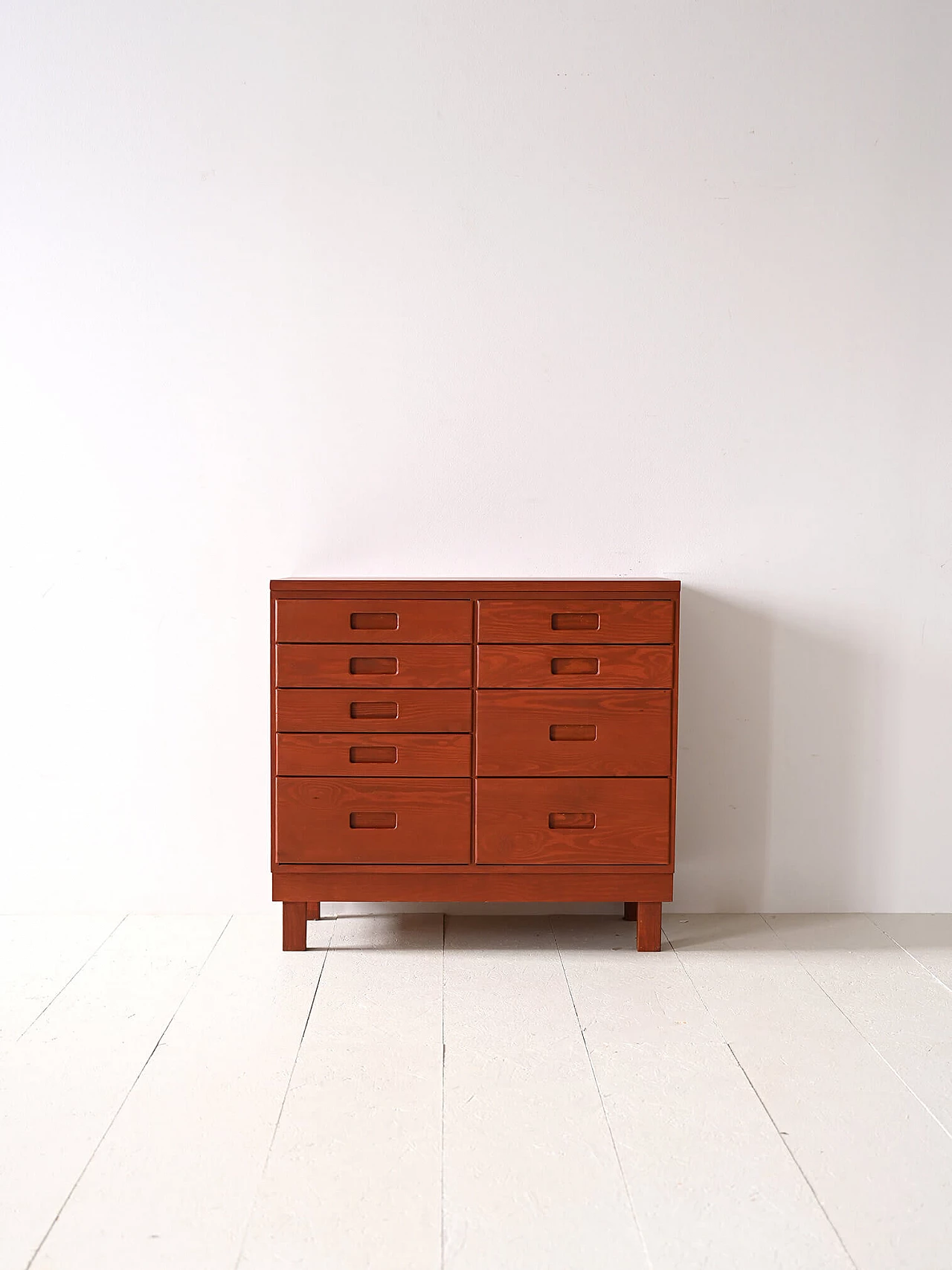 Scandinavian wood chest of drawers with nine compartments, 1960s 2