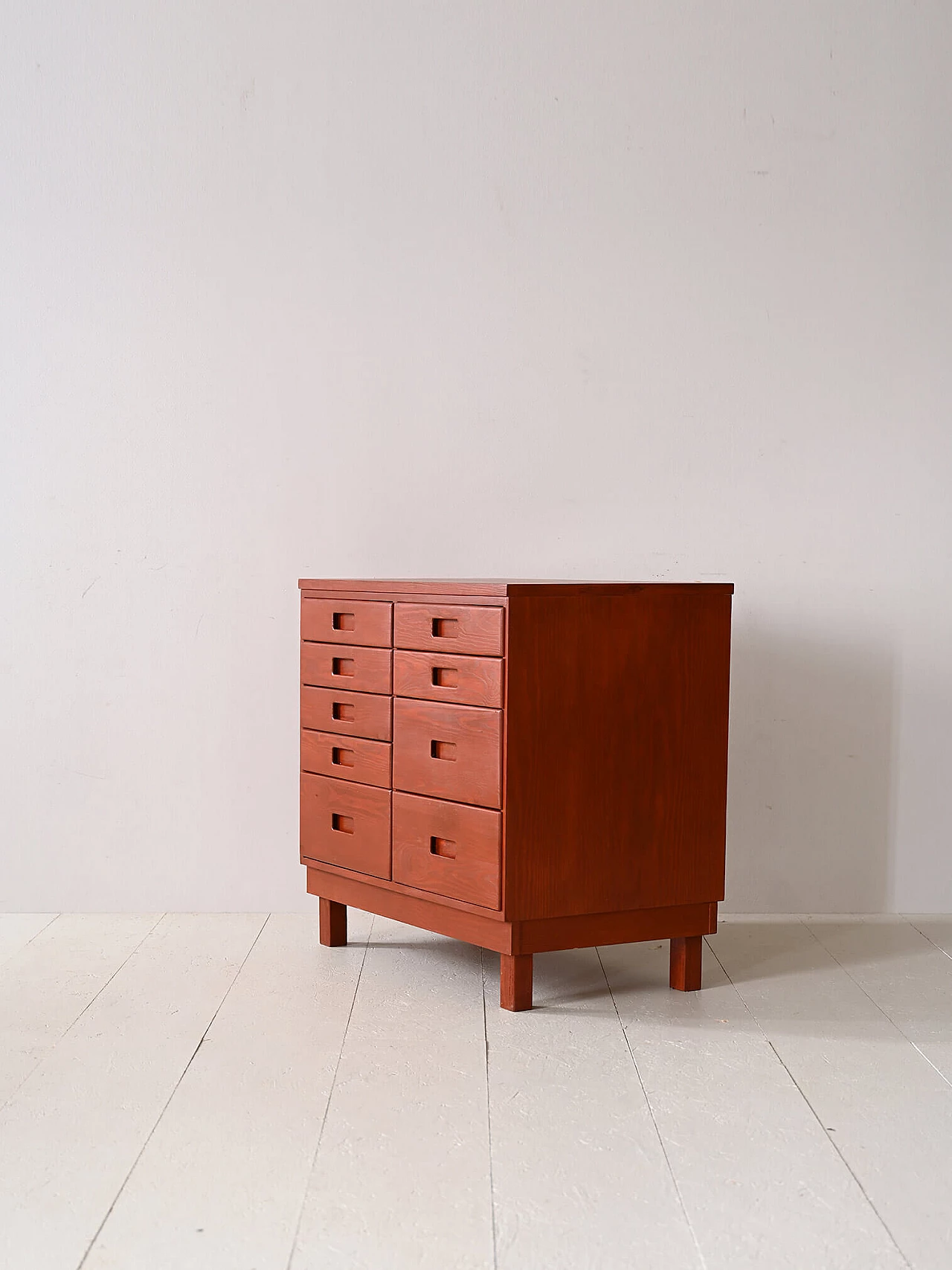 Scandinavian wood chest of drawers with nine compartments, 1960s 4