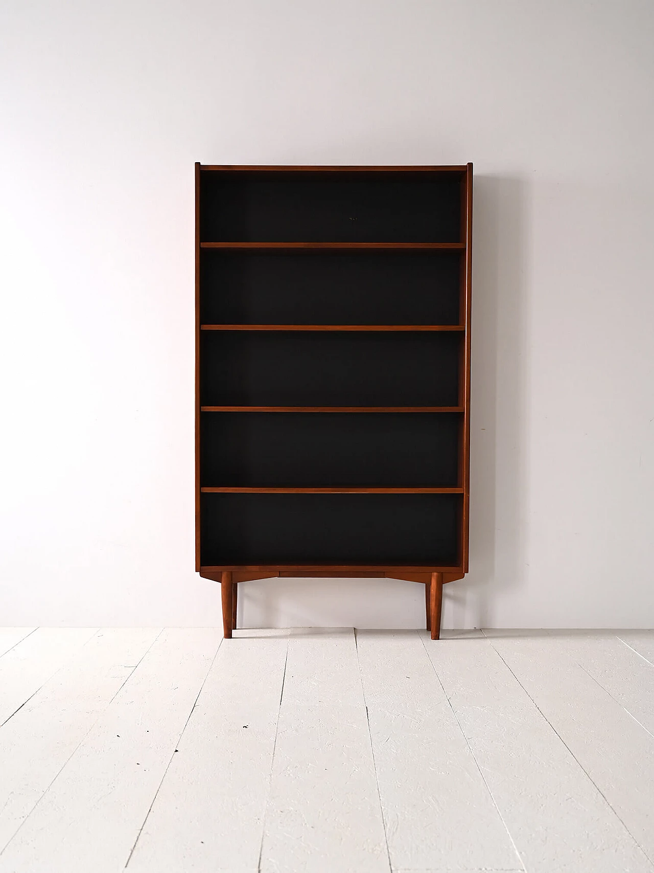 Pair of Scandinavian teak bookcases with black bottom, 1960s 4