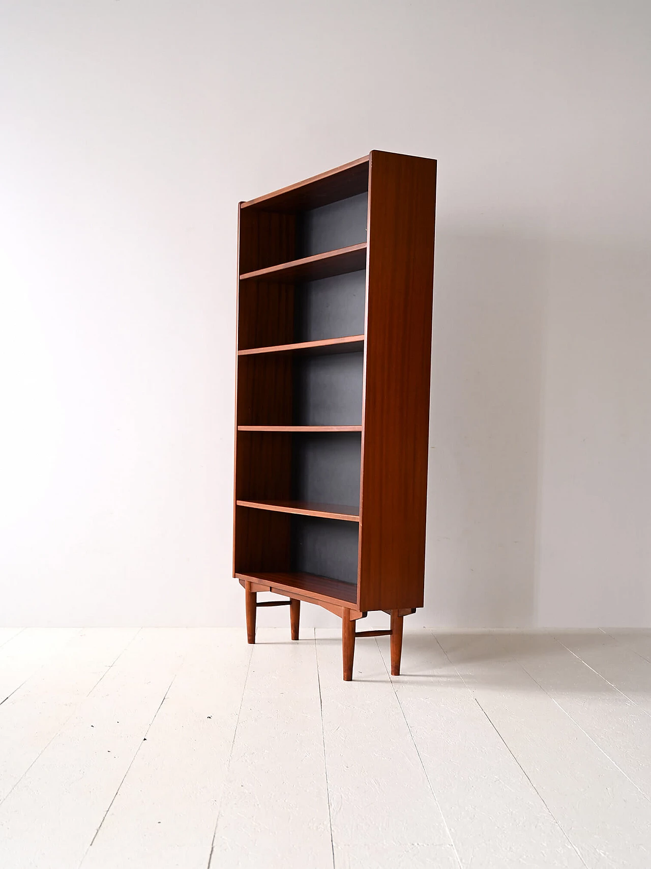 Pair of Scandinavian teak bookcases with black bottom, 1960s 6