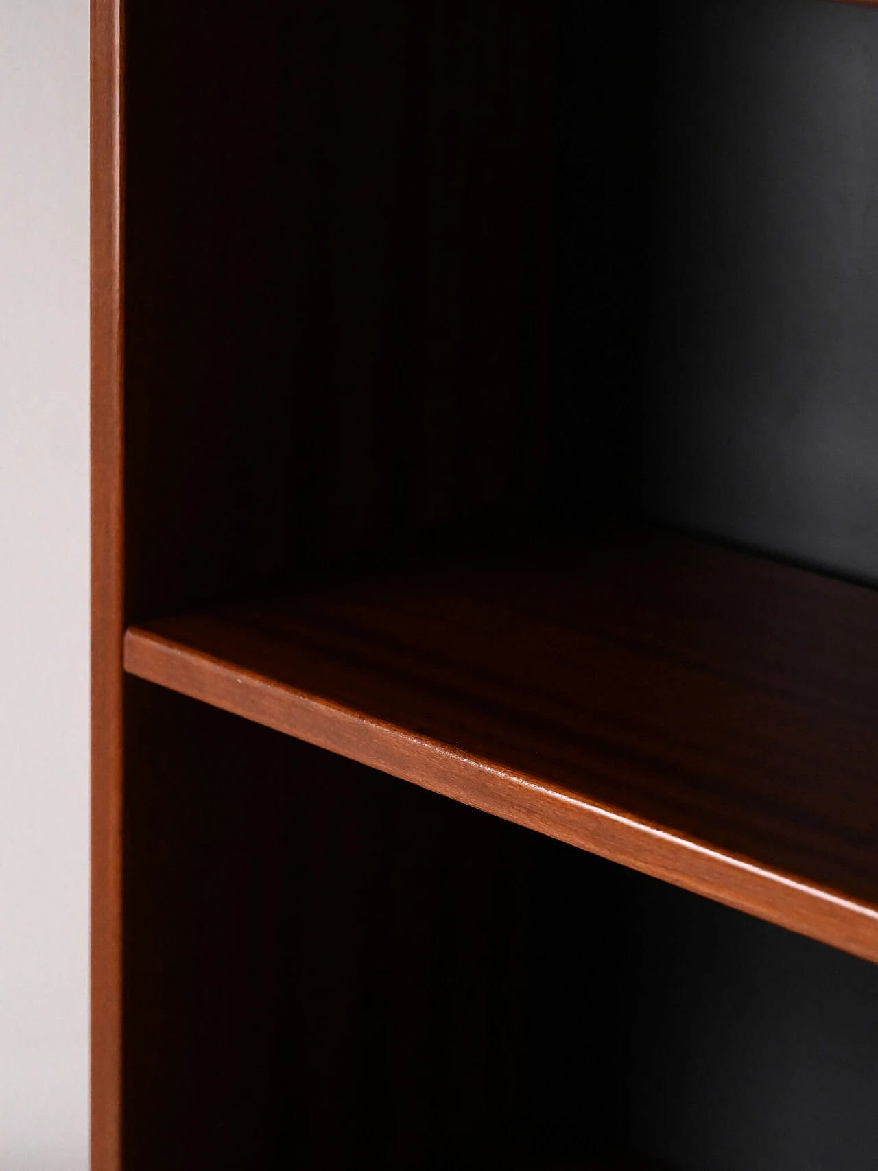 Pair of Scandinavian teak bookcases with black bottom, 1960s 8