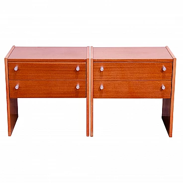 Pair of mahogany veneered bedside tables by UP Závody, 1980s