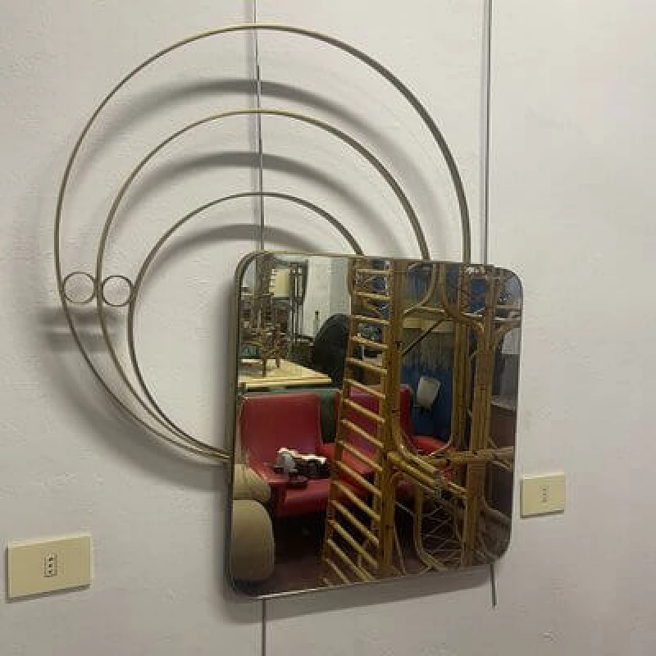 Mirror with brass frame by Adalberto Caraceni for Modernindustria, 1970s 2