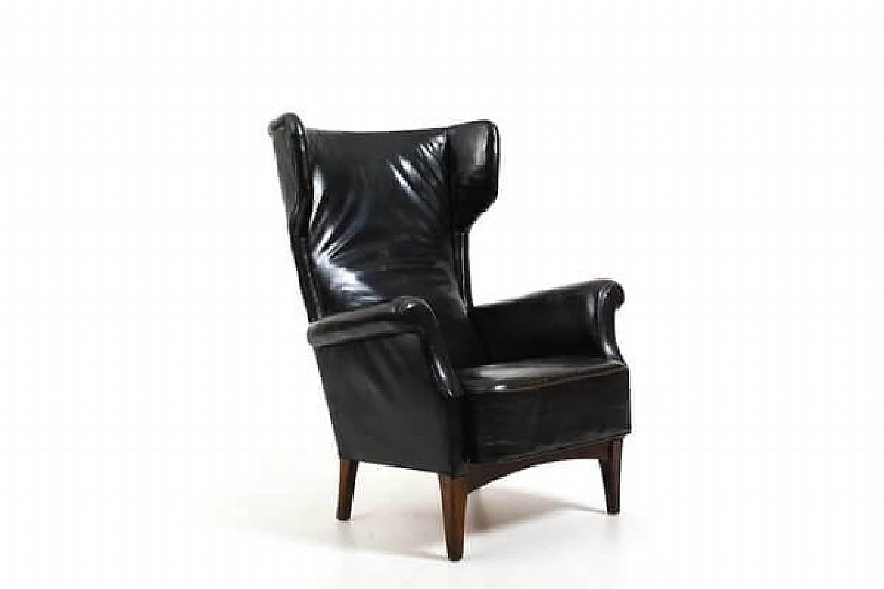 Oak and leather 8023 armchair by Fritz Hansen, 1950s 1
