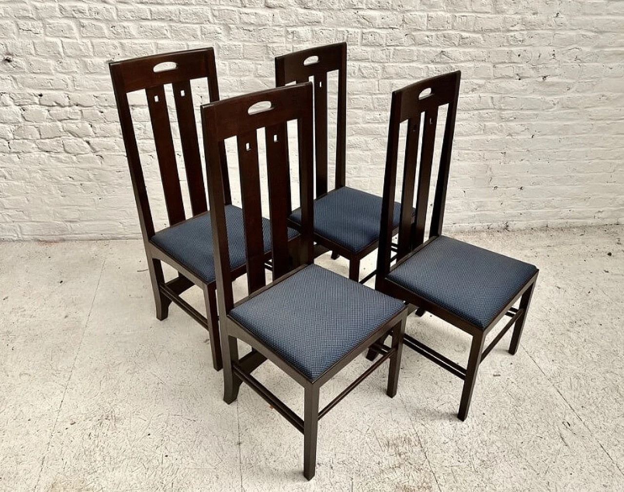 Pair of black Ingram chairs by Charles Rennie Mackintosh for Cassina, 1980s 1