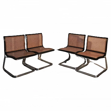 4 Chrome and Vienna straw chairs, 1970s