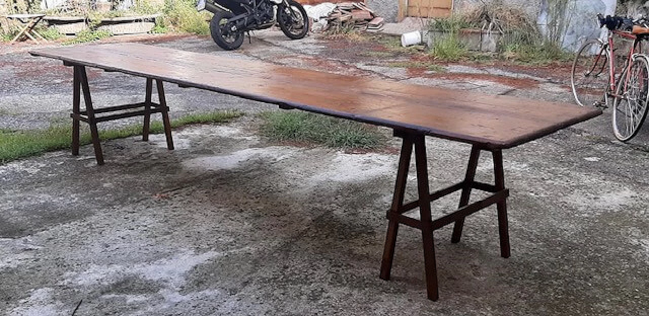 Tavolo in legno con piano di banco da lavoro, '800 5