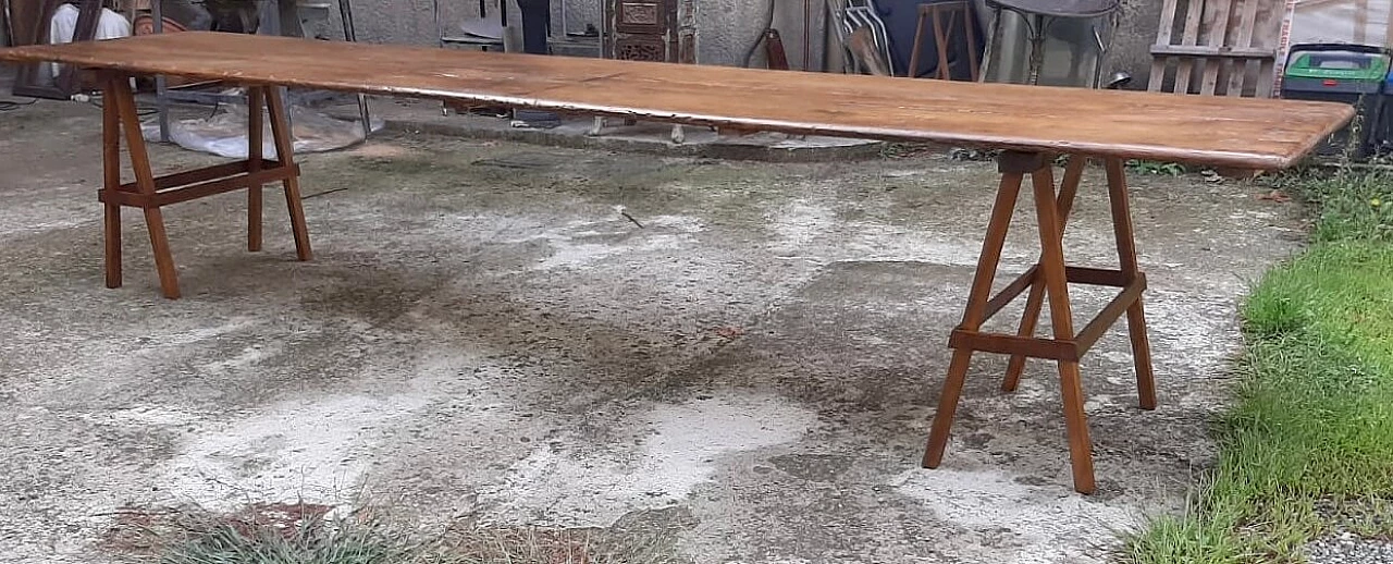 Tavolo in legno con piano di banco da lavoro, '800 6