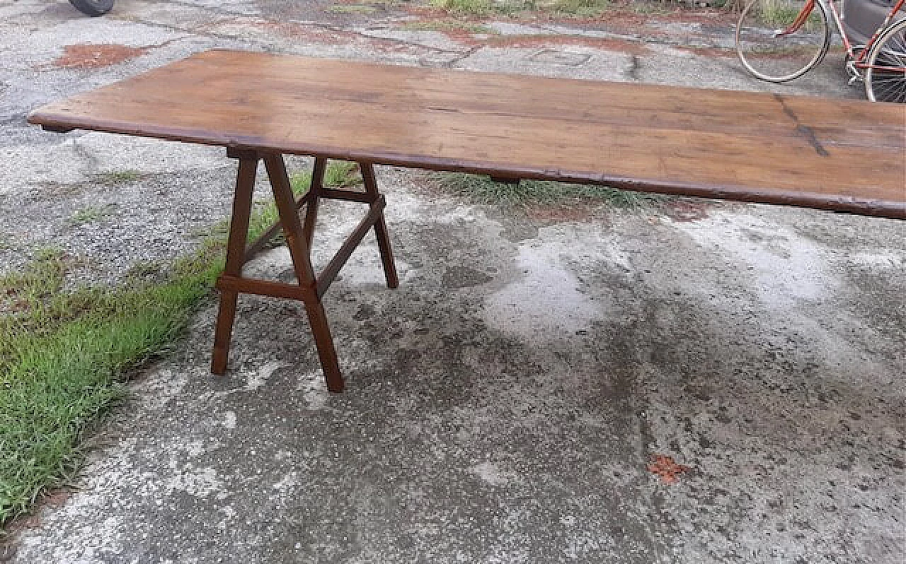 Tavolo in legno con piano di banco da lavoro, '800 7