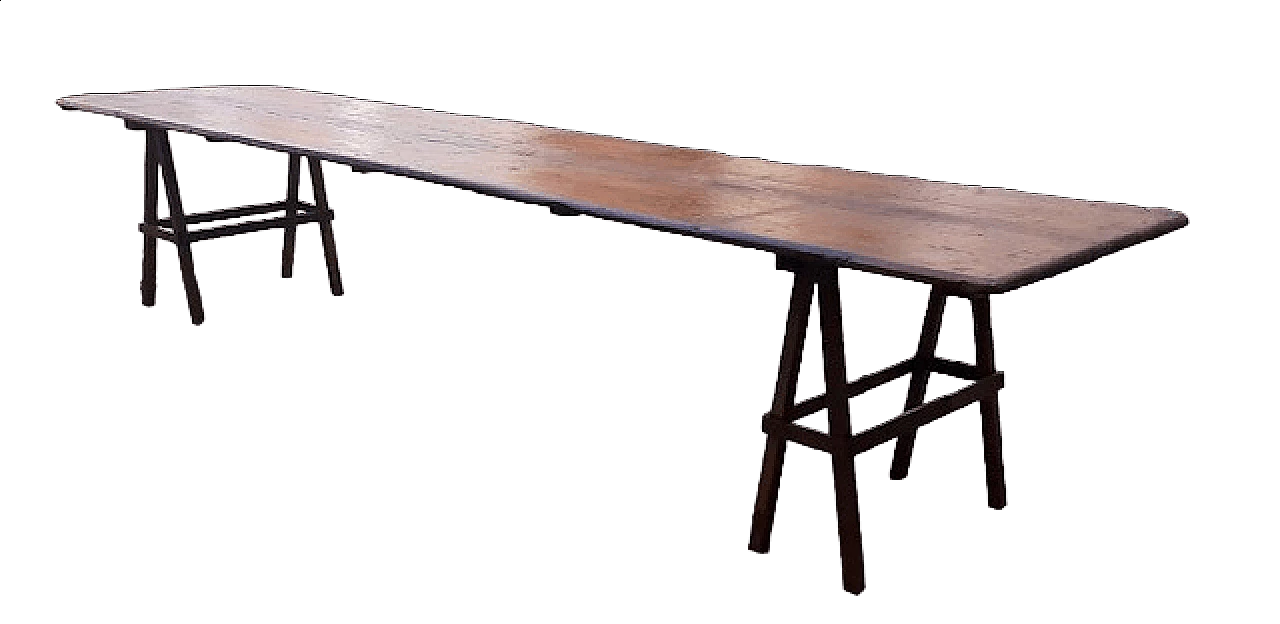 Tavolo in legno con piano di banco da lavoro, '800 10