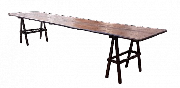 Tavolo in legno con piano di banco da lavoro, '800