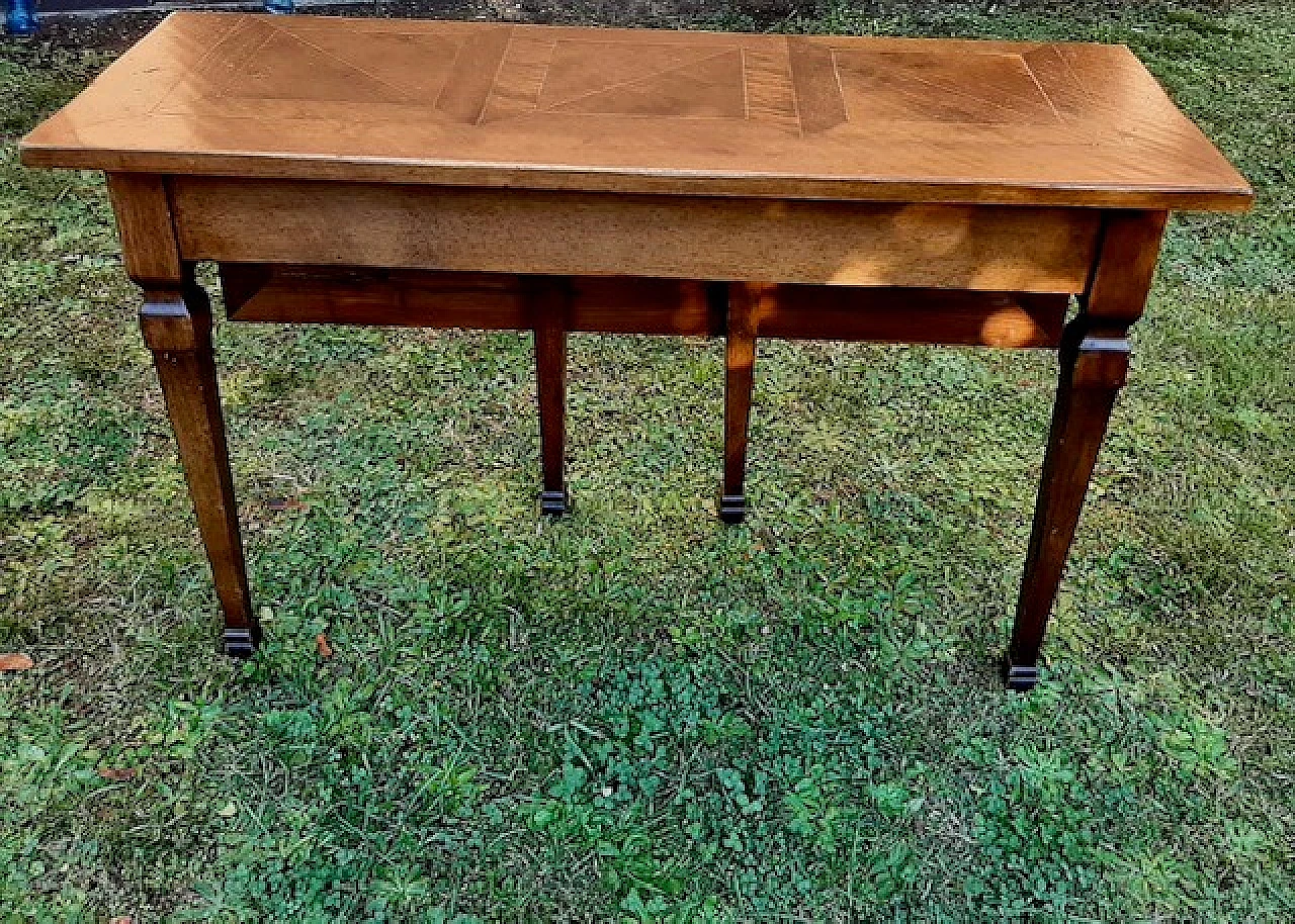 Solid walnut console table with squared top, early 20th century 2