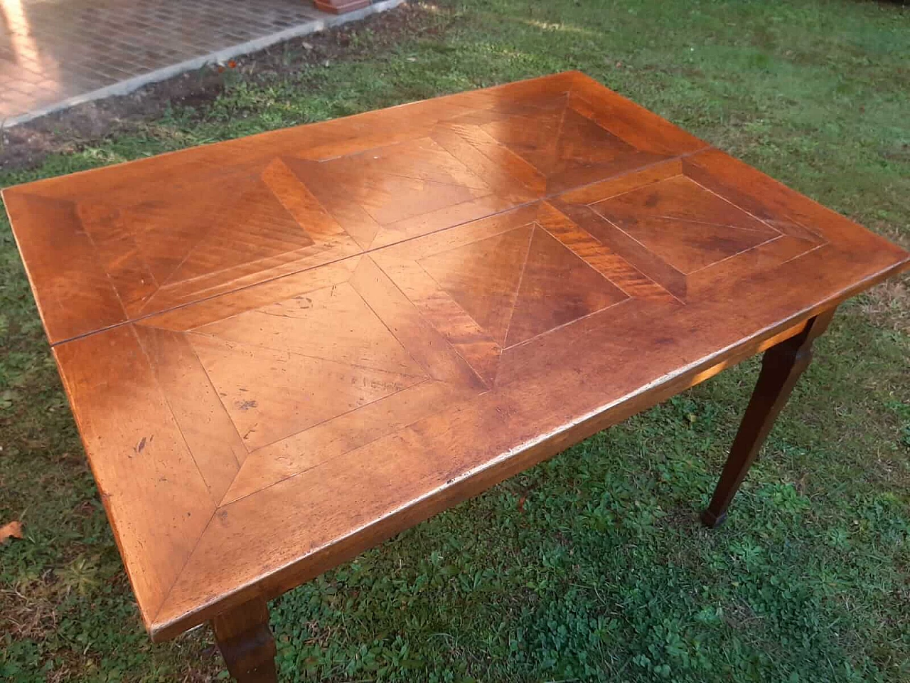 Solid walnut console table with squared top, early 20th century 4