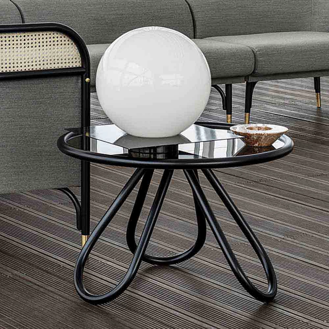 Curved beech and glass coffee table by Gebrüder Thonet 4