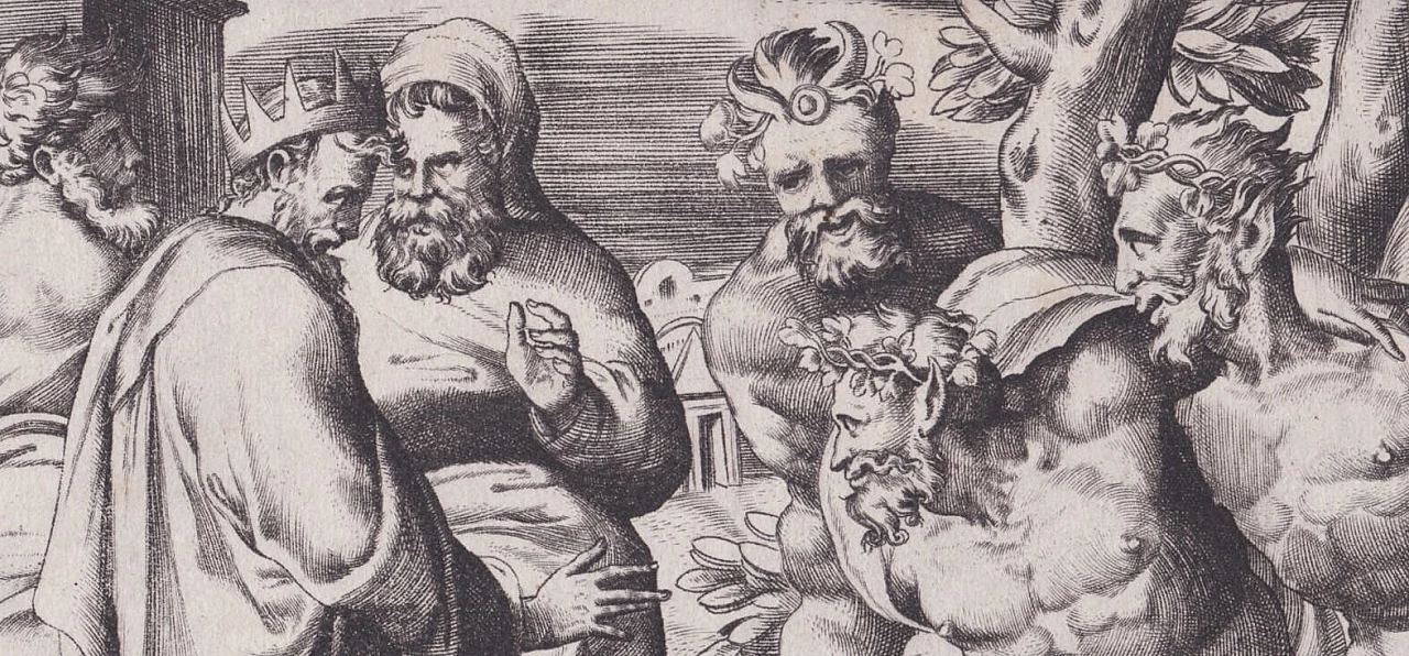 Giulio Bonasone, Silenus and King Midas, burin, 1547 3