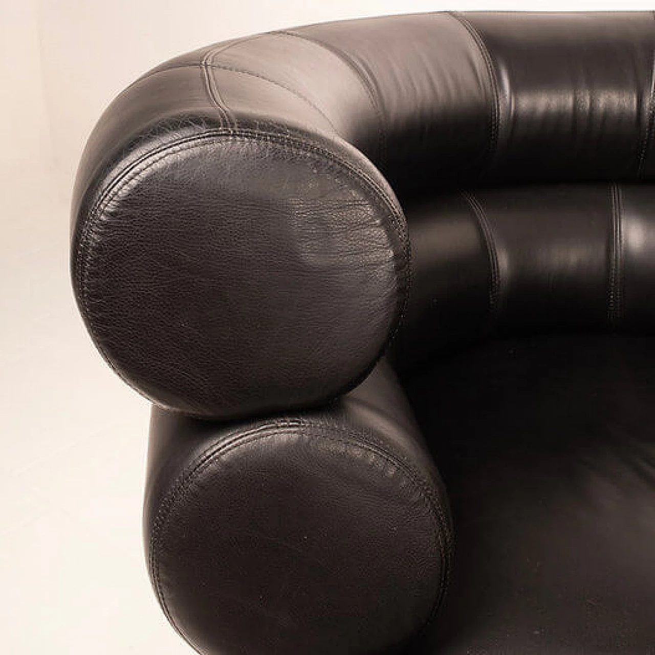 Pair of black leather Bibendum armchairs by Eileen Gray, 1980s 12