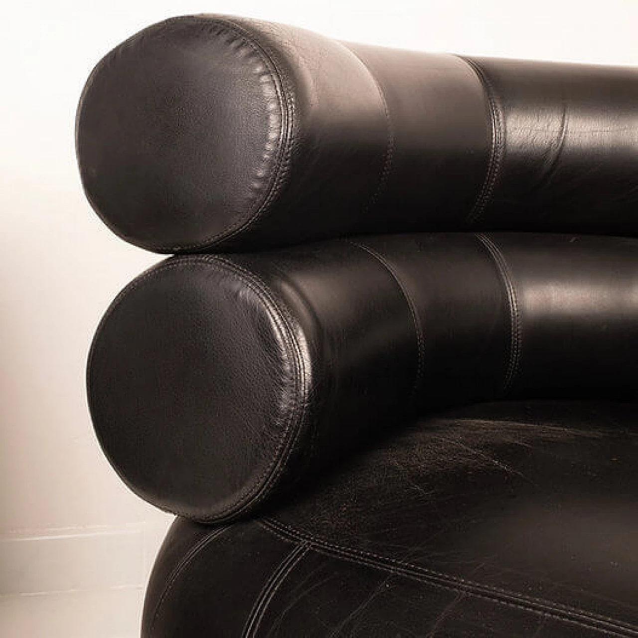 Pair of black leather Bibendum armchairs by Eileen Gray, 1980s 13