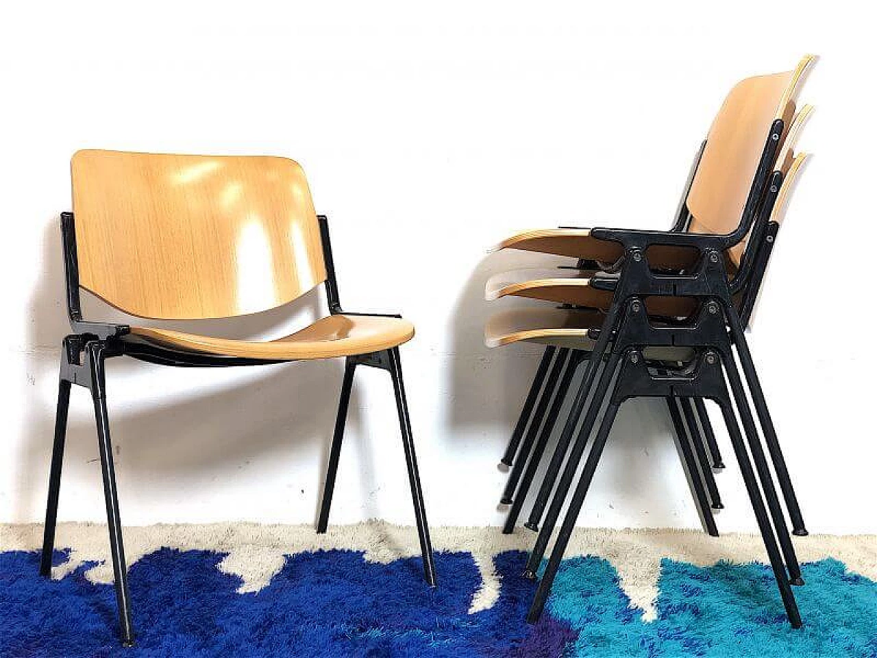4 Chairs DSC 106 in bent beech and aluminium by Giancarlo Piretti for Anonima Castelli, 1965 1