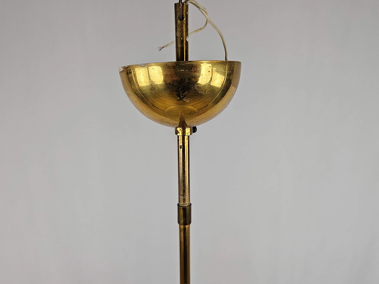 Brass and decorated glass chandelier, 1970s 14