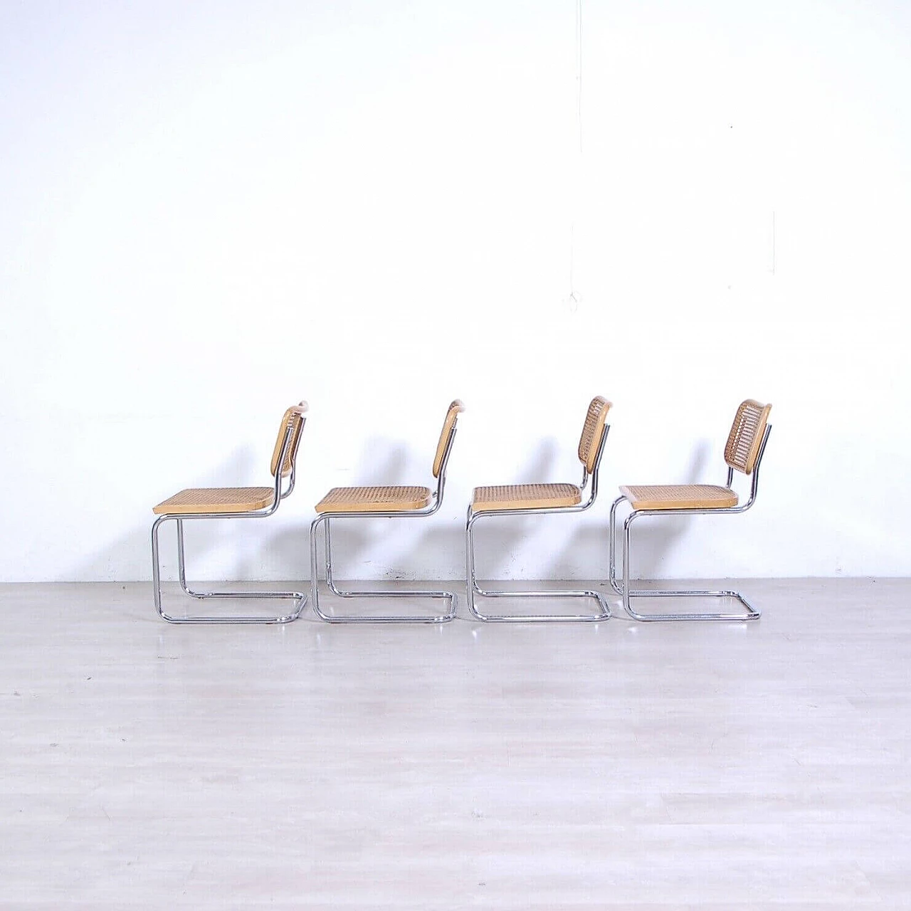 4 Cesca B32 beech and Vienna straw chairs by Marcel Breuer, 1970s 4