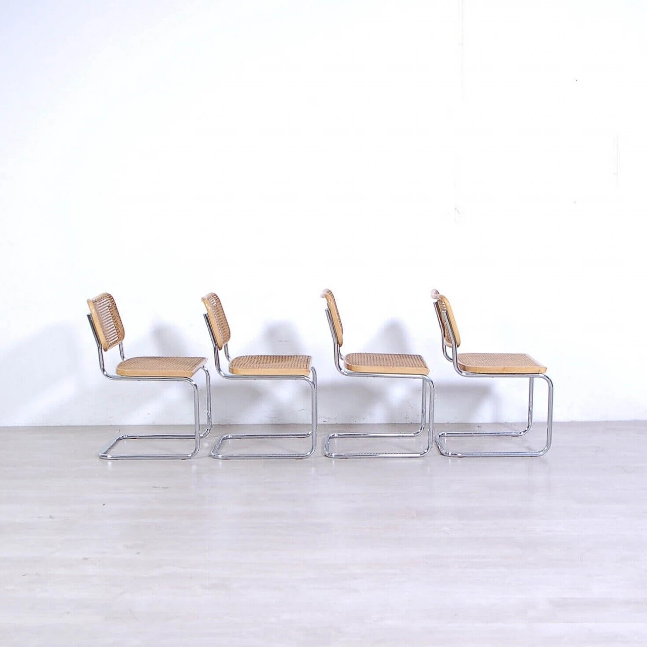 4 Cesca B32 beech and Vienna straw chairs by Marcel Breuer, 1970s 6