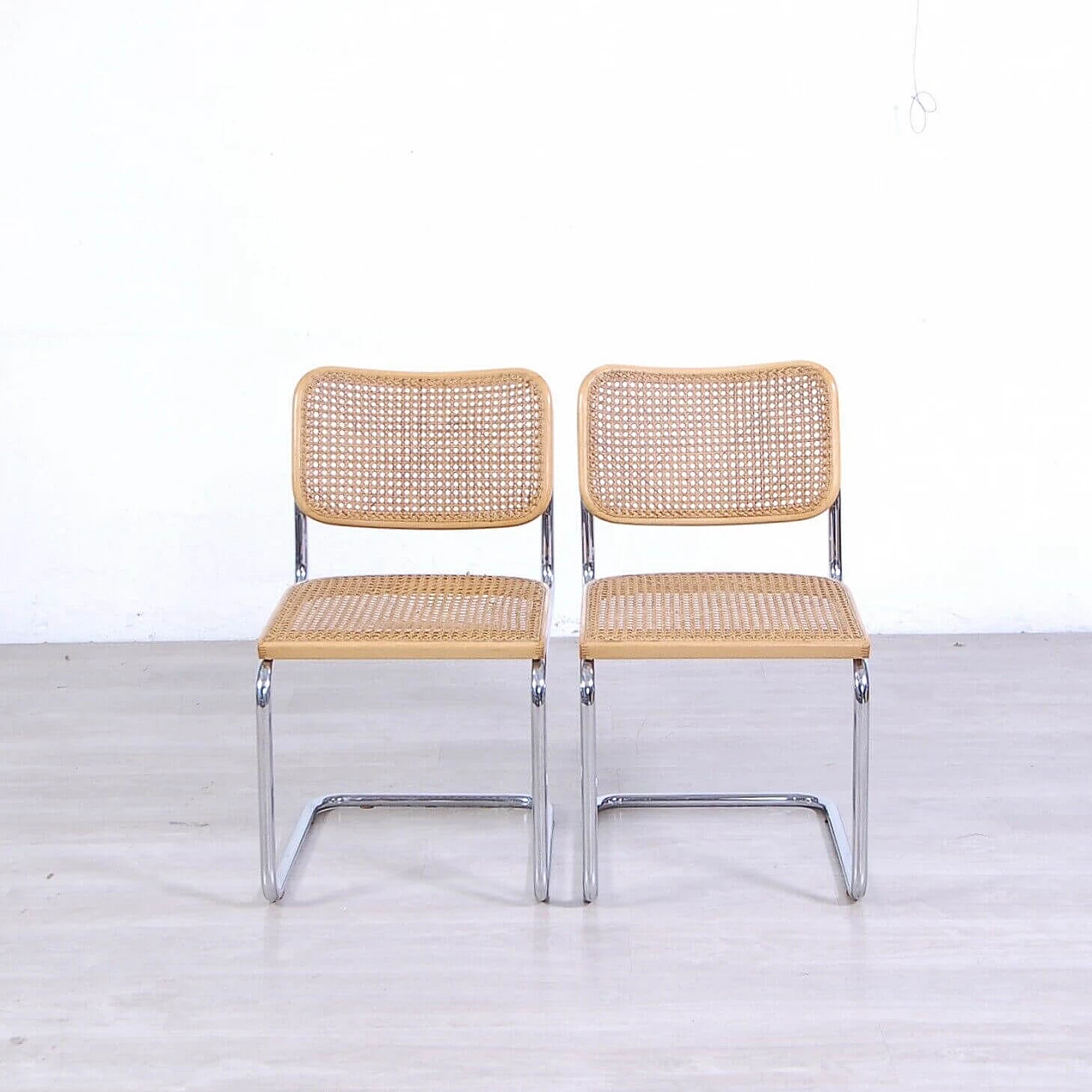4 Cesca B32 beech and Vienna straw chairs by Marcel Breuer, 1970s 7
