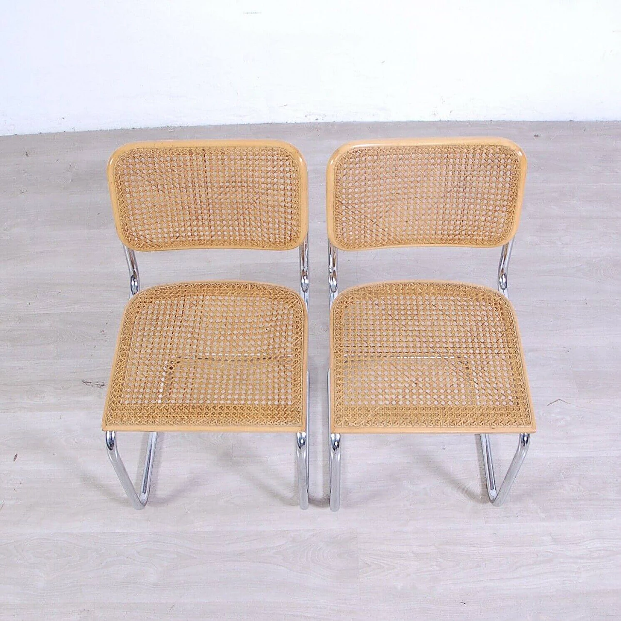 4 Cesca B32 beech and Vienna straw chairs by Marcel Breuer, 1970s 8
