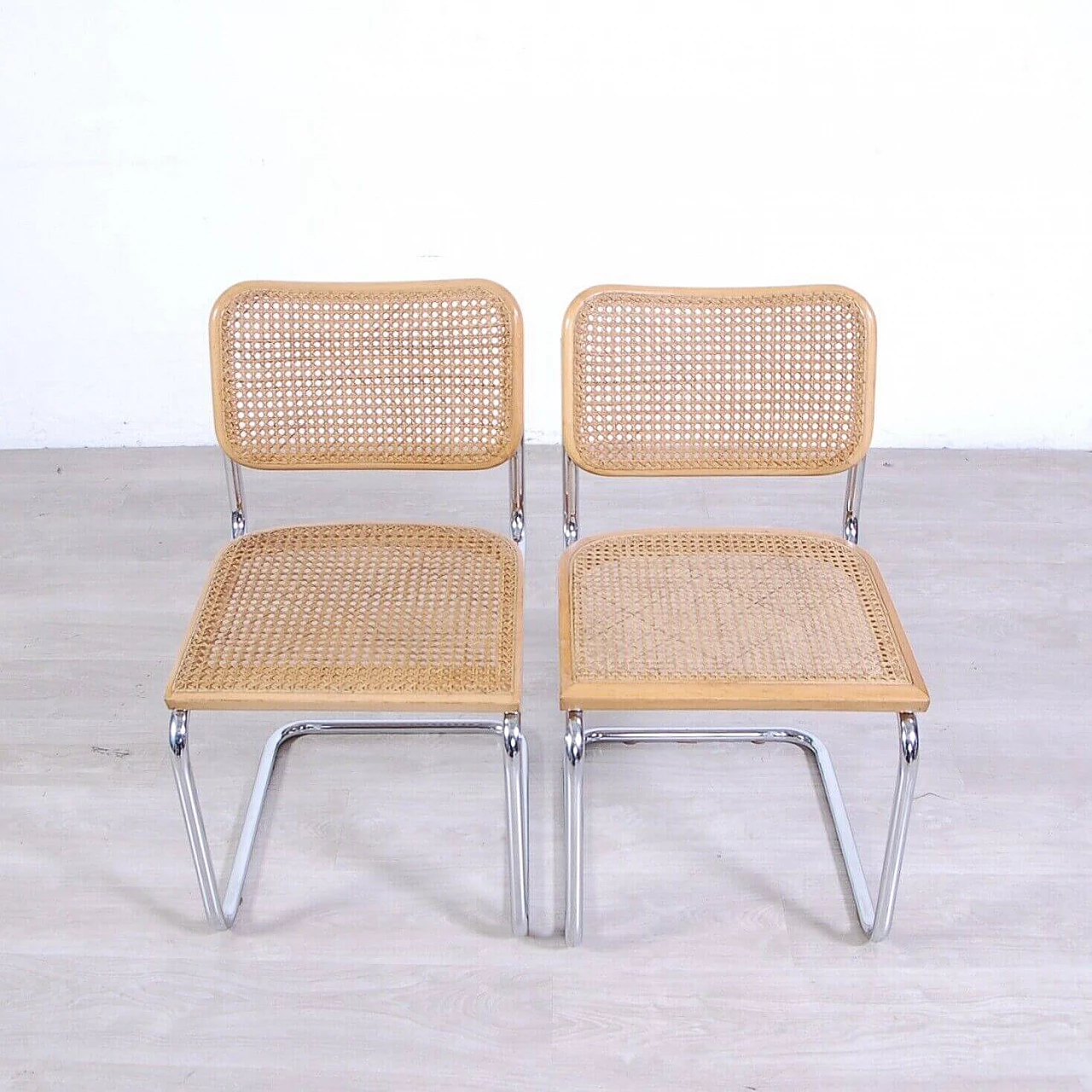 4 Cesca B32 beech and Vienna straw chairs by Marcel Breuer, 1970s 11