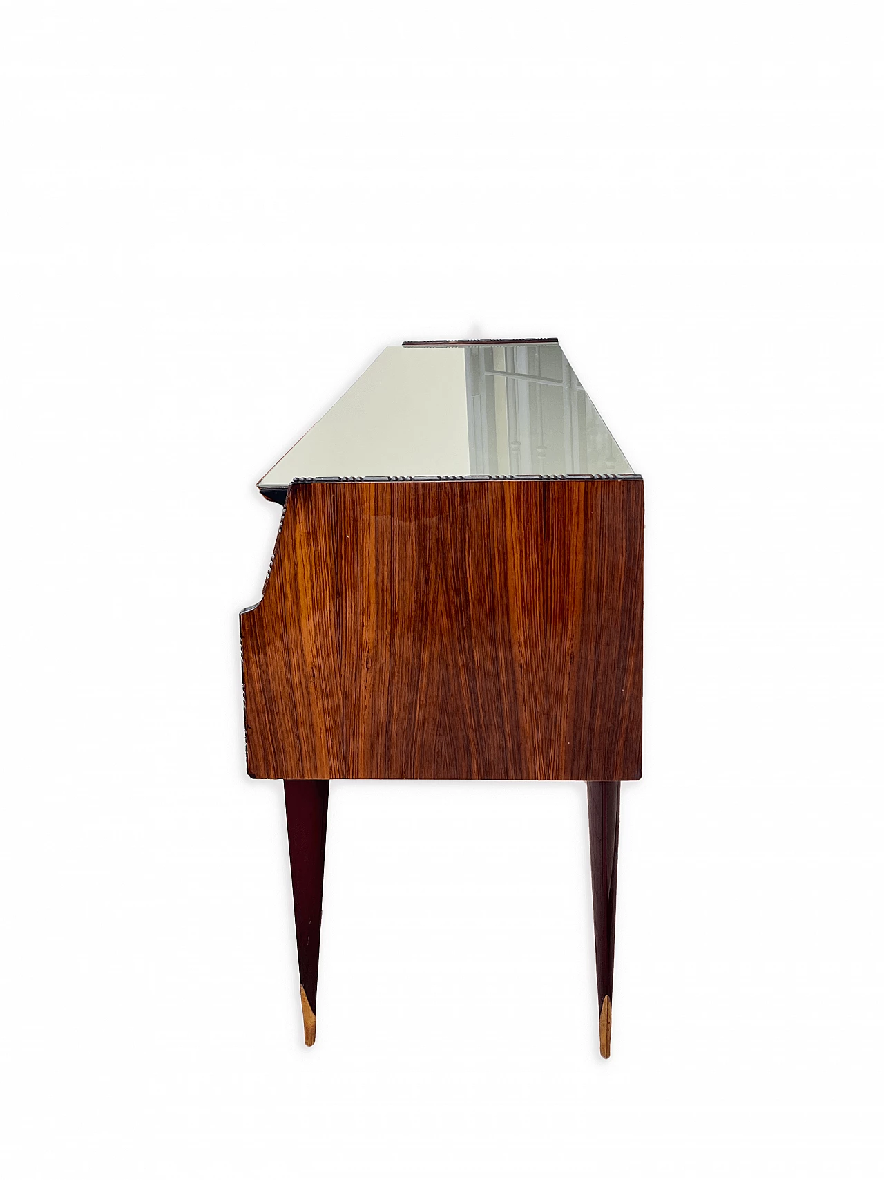 Wooden chest of drawers with brass handles, 1960s 11