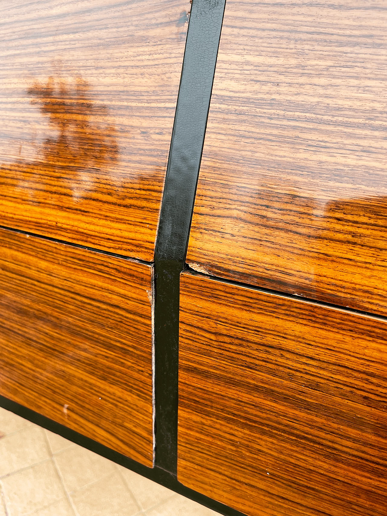 Wooden chest of drawers with brass handles, 1960s 19