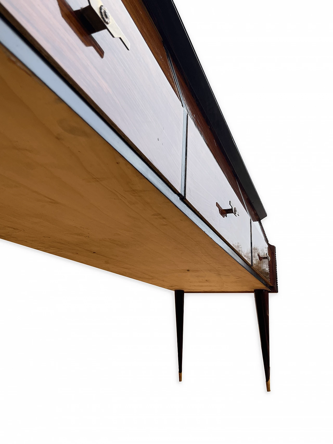 Wooden chest of drawers with brass handles, 1960s 20