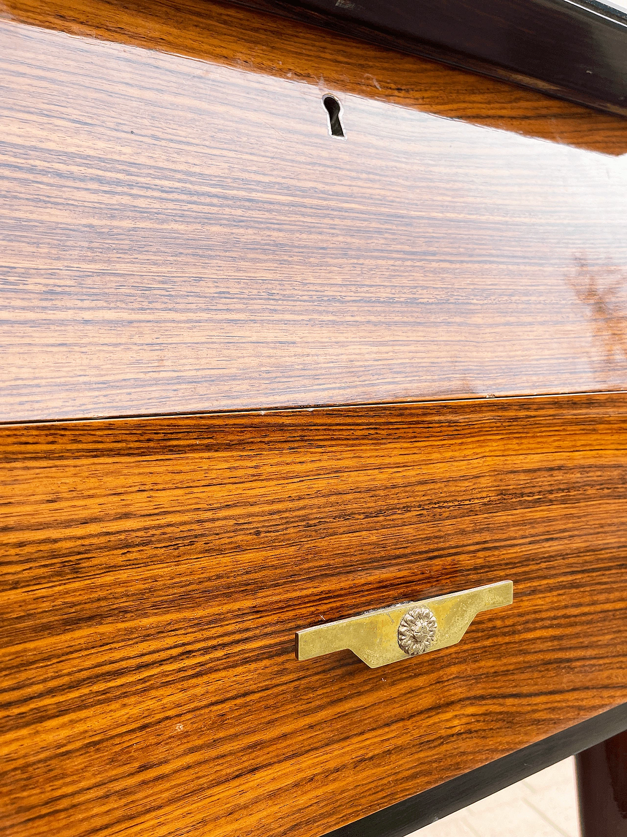 Wooden chest of drawers with brass handles, 1960s 22